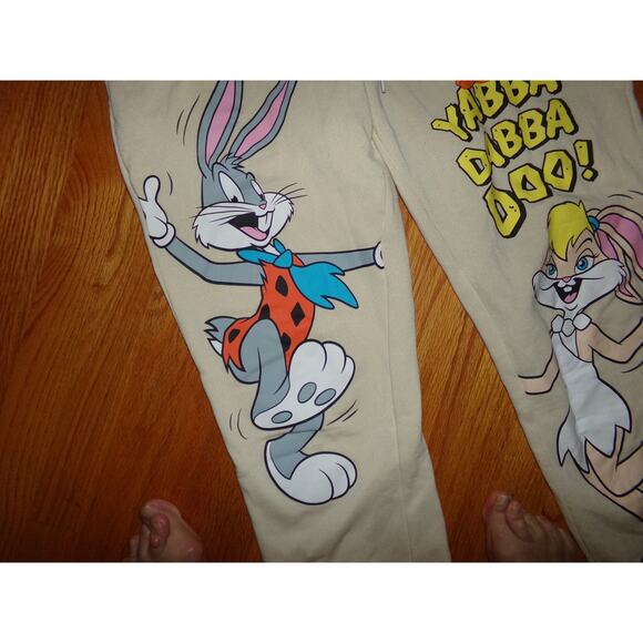RARE Warner Bros 100th Anniversary Bugs Bunny Tweety Bird Flinstones sweats L - Picture 2 of 6
